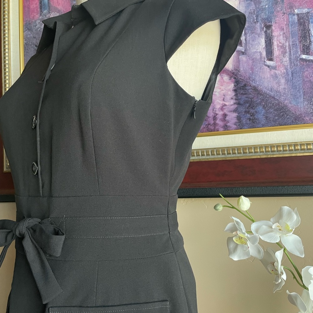 Calvin Klein Black Tie Belt Short Sleeve Dress Women's Size 4